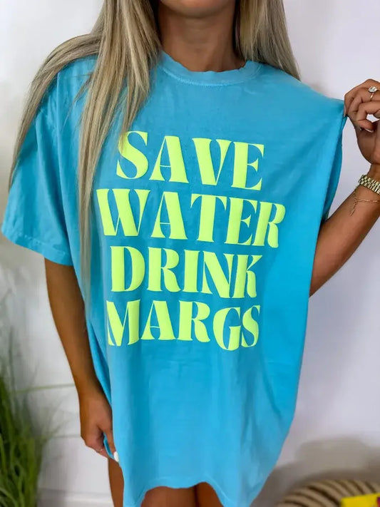 Save Water Drink Margs Blue Lagoon Graphic Tee